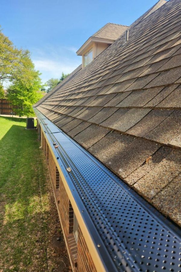 Newly installed gutter guard system
